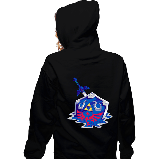 Daily_Deal_Shirts Zippered Hoodies, Unisex / Small / Black Melting Shield and Sword