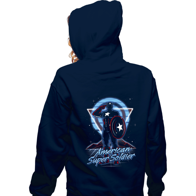 Shirts Zippered Hoodies, Unisex / Small / Navy Retro American Super Soldier