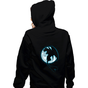 Shirts Zippered Hoodies, Unisex / Small / Black Moonlight Dragon Rider