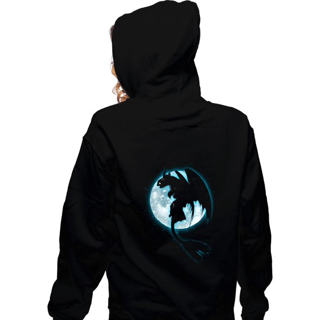 Shirts Zippered Hoodies, Unisex / Small / Black Moonlight Dragon Rider