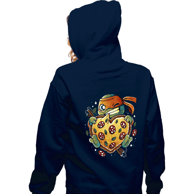 Daily_Deal_Shirts Zippered Hoodies, Unisex / Small / Navy Love Pizza