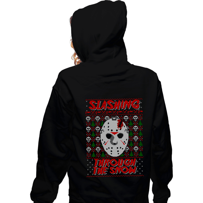 Daily_Deal_Shirts Zippered Hoodies, Unisex / Small / Black Slashing Through The Snow