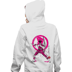 Shirts Zippered Hoodies, Unisex / Small / White Pink Ranger Sumi-e