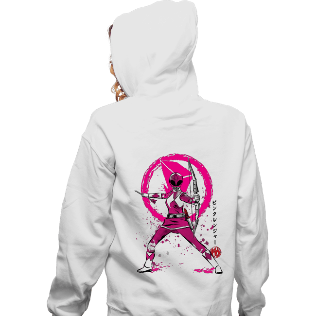 Shirts Zippered Hoodies, Unisex / Small / White Pink Ranger Sumi-e