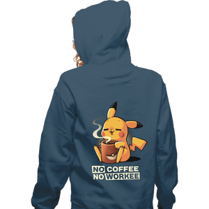 Secret_Shirts Zippered Hoodies, Unisex / Small / Indigo Blue No Coffee Pikachu