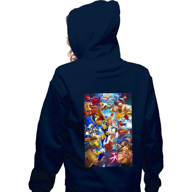Secret_Shirts Zippered Hoodies, Unisex / Small / Navy XMen V Street Fighter