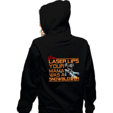 Load image into Gallery viewer, Secret_Shirts Zippered Hoodies, Unisex / Small / Black Hey, Laser Lips!
