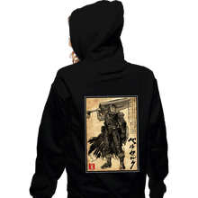 Load image into Gallery viewer, Daily_Deal_Shirts Zippered Hoodies, Unisex / Small / Black Black Swordsman Woodblock
