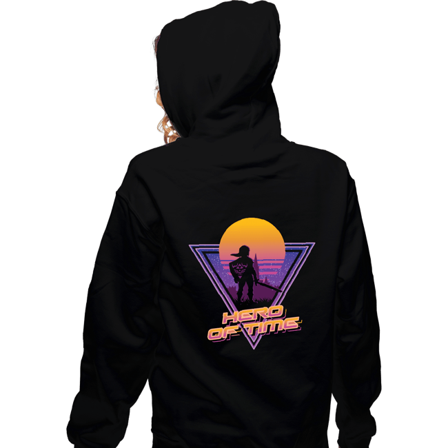 Daily_Deal_Shirts Zippered Hoodies, Unisex / Small / Black Neon Hero Of Time
