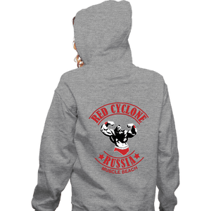 Shirts Zippered Hoodies, Unisex / Small / Sports Grey Red Cyclone Muscle Beach