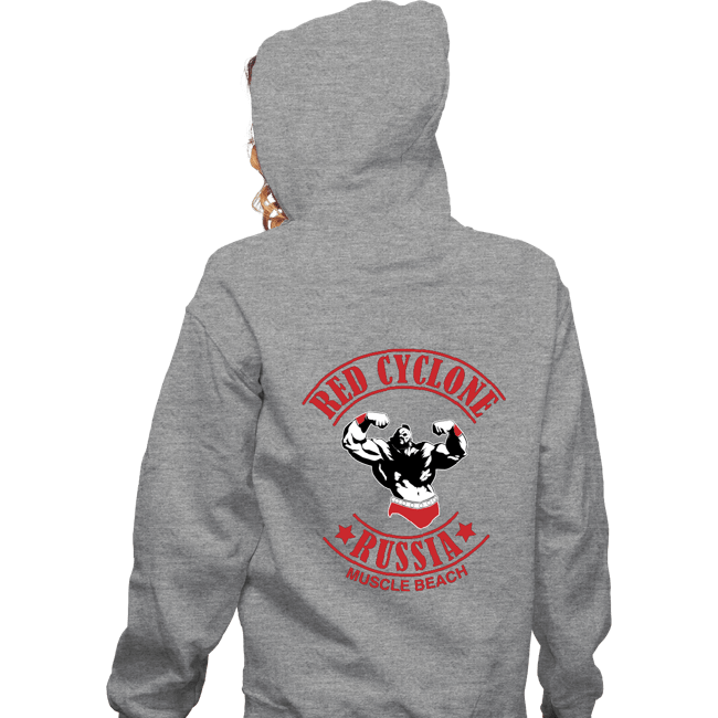 Shirts Zippered Hoodies, Unisex / Small / Sports Grey Red Cyclone Muscle Beach