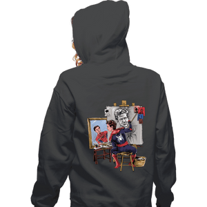 Daily_Deal_Shirts Zippered Hoodies, Unisex / Small / Dark Heather Spidey Portrait