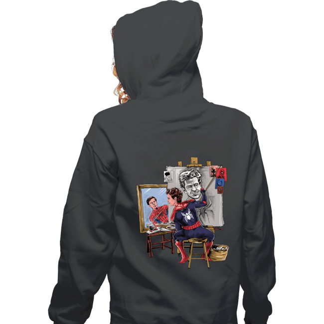 Daily_Deal_Shirts Zippered Hoodies, Unisex / Small / Dark Heather Spidey Portrait
