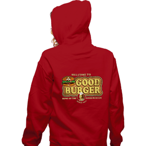 Daily_Deal_Shirts Zippered Hoodies, Unisex / Small / Red Welcome To Good Burger