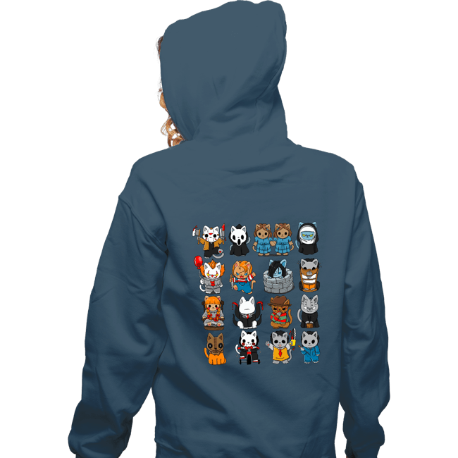 Secret_Shirts Zippered Hoodies, Unisex / Small / Indigo Blue Horror Kitties