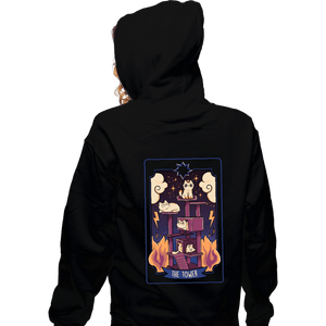 Daily_Deal_Shirts Zippered Hoodies, Unisex / Small / Black The Tower Cat Tarot