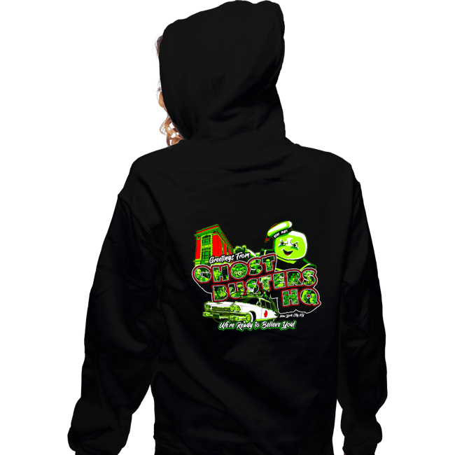Secret_Shirts Zippered Hoodies, Unisex / Small / Black Greetings From Ghost HQ