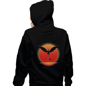 Shirts Pullover Hoodies, Unisex / Small / Black Dragon on Sunset