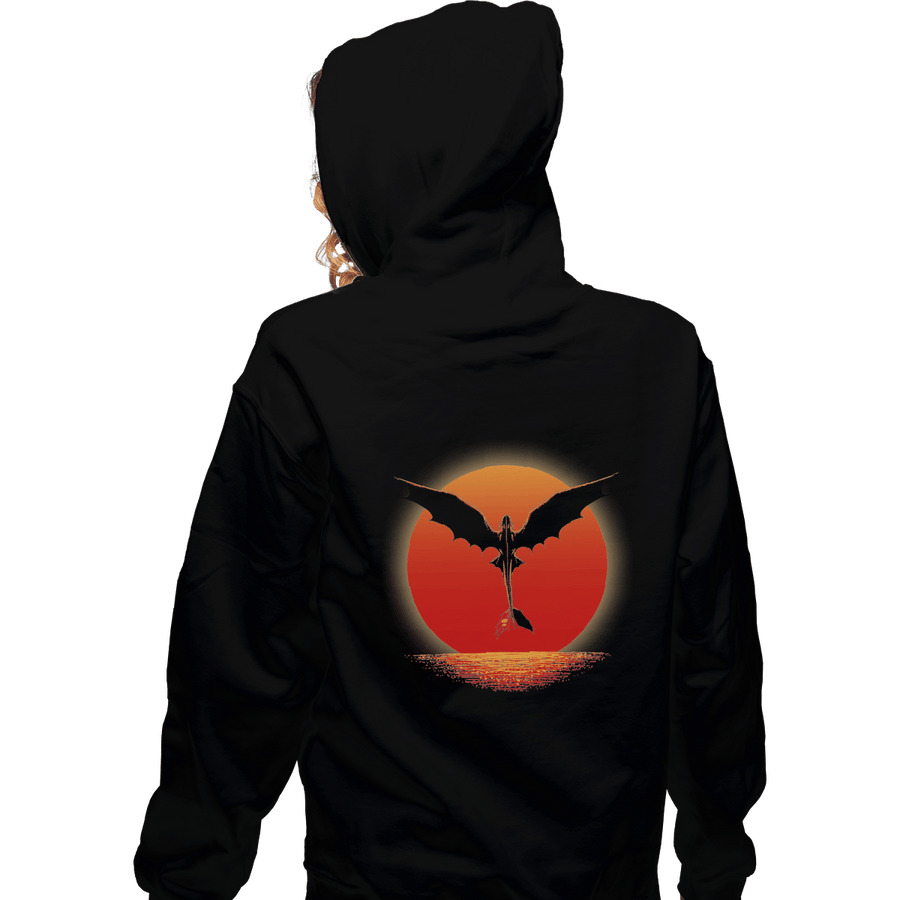 Shirts Pullover Hoodies, Unisex / Small / Black Dragon on Sunset