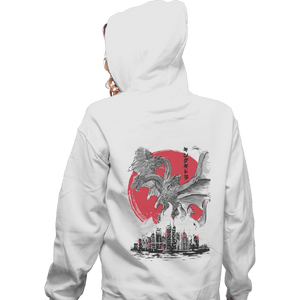 Shirts Zippered Hoodies, Unisex / Small / White The King Of Terror Attack Sumi-e