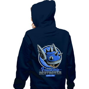 Daily_Deal_Shirts Zippered Hoodies, Unisex / Small / Navy Friendship Destroyer
