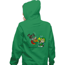 Load image into Gallery viewer, Secret_Shirts Zippered Hoodies, Unisex / Small / Irish Green Triforce Gag
