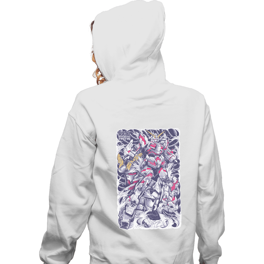 Shirts Zippered Hoodies, Unisex / Small / White Unicorn Gundam