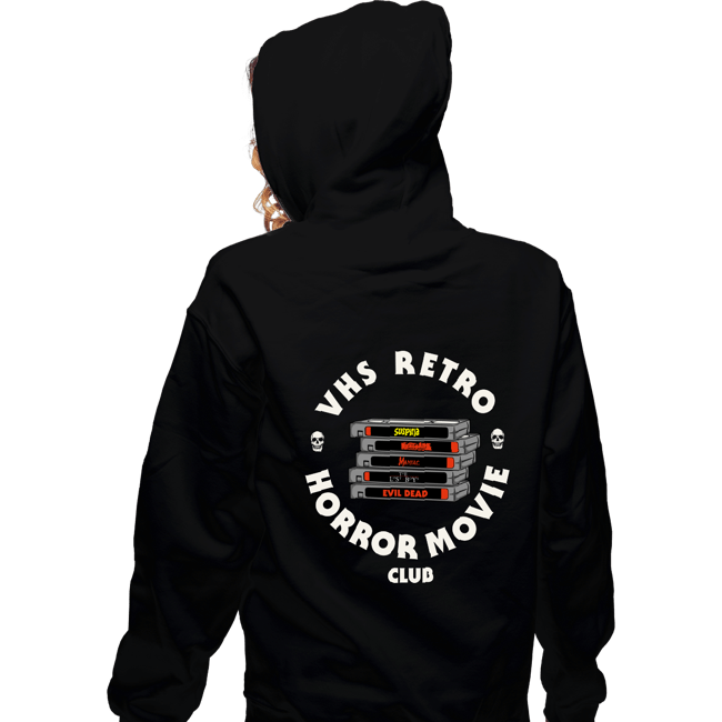 Secret_Shirts Zippered Hoodies, Unisex / Small / Black VHS RETRO HORROR MOVIE CLUB