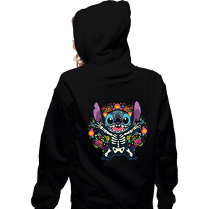 Daily_Deal_Shirts Zippered Hoodies, Unisex / Small / Black Stiched Calavera