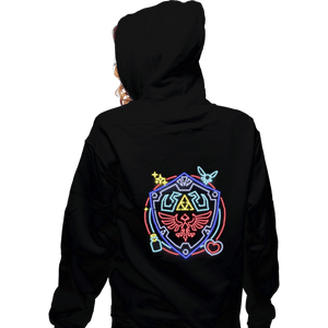 Daily_Deal_Shirts Zippered Hoodies, Unisex / Small / Black Neon Shield