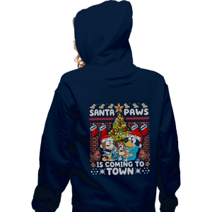 Daily_Deal_Shirts Zippered Hoodies, Unisex / Small / Navy Santa Paws Bluey Sweater