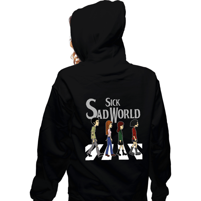 Daily_Deal_Shirts Zippered Hoodies, Unisex / Small / Black Sick Sad Road