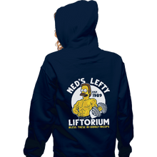 Load image into Gallery viewer, Shirts Zippered Hoodies, Unisex / Small / Navy Ned&#39;s Lefty Liftorium
