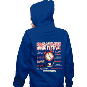 Daily_Deal_Shirts Zippered Hoodies, Unisex / Small / Royal Blue Procrastination Festival