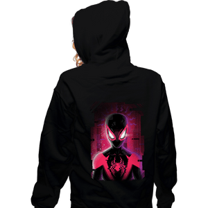 Daily_Deal_Shirts Zippered Hoodies, Unisex / Small / Black Glitch Miles Spider