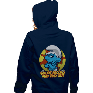 Secret_Shirts Zippered Hoodies, Unisex / Small / Navy Smurf Around