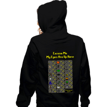 Load image into Gallery viewer, Shirts Zippered Hoodies, Unisex / Small / Black My Eyes Are Up Here RS
