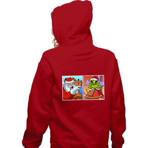 Daily_Deal_Shirts Zippered Hoodies, Unisex / Small / Red Santa Yelling At Grinch