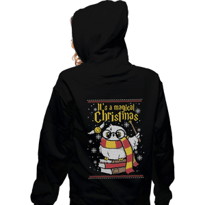 Shirts Zippered Hoodies, Unisex / Small / Black Owl Magic Christmas