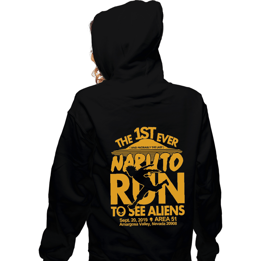 Shirts Zippered Hoodies, Unisex / Small / Black Naruto Run For Aliens