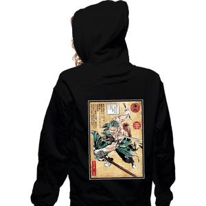 Daily_Deal_Shirts Zippered Hoodies, Unisex / Small / Black Pirate Hunter Woodblock