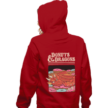 Load image into Gallery viewer, Shirts Zippered Hoodies, Unisex / Small / Red Donuts And Dragons
