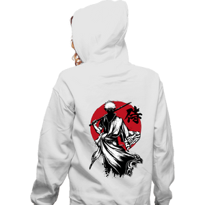 Daily_Deal_Shirts Zippered Hoodies, Unisex / Small / White Gintoki Sumi-e