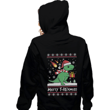 Load image into Gallery viewer, Shirts Zippered Hoodies, Unisex / Small / Black Merry T-Rexmas
