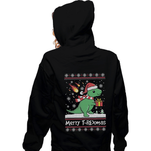 Shirts Zippered Hoodies, Unisex / Small / Black Merry T-Rexmas