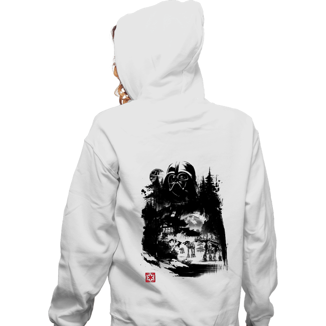Daily_Deal_Shirts Zippered Hoodies, Unisex / Small / White Dark Lord In The Snow Planet Sumi-e