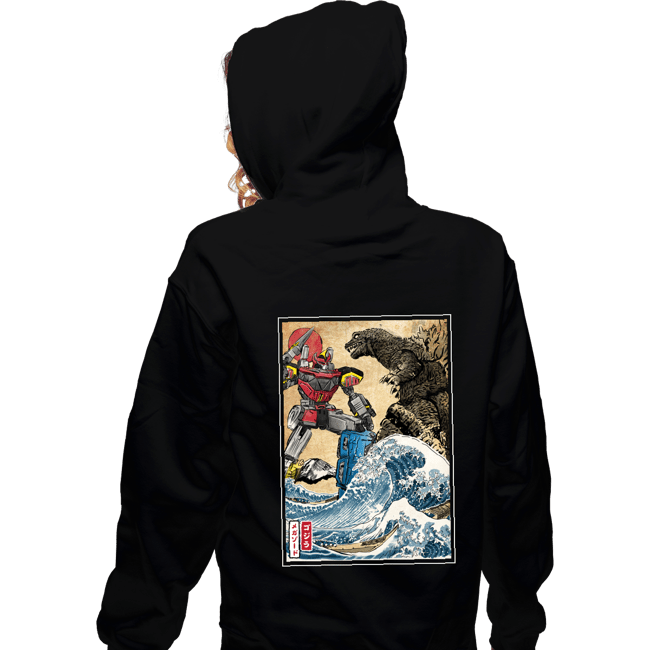 Daily_Deal_Shirts Zippered Hoodies, Unisex / Small / Black King of the Monsters vs Megazord