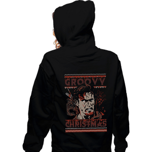 Daily_Deal_Shirts Zippered Hoodies, Unisex / Small / Black Groovy Christmas