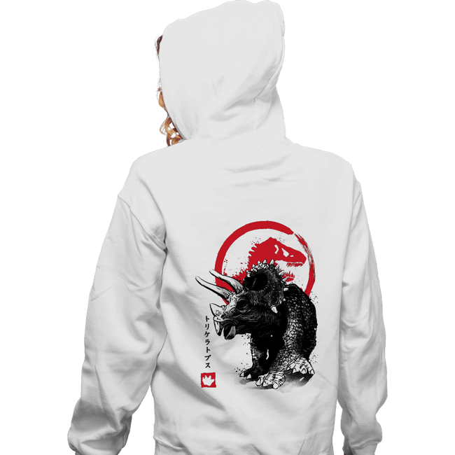 Shirts Zippered Hoodies, Unisex / Small / White TRICERATOPS SUMI-E halftones
