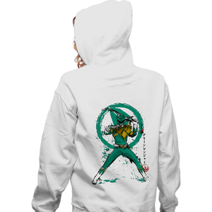 Daily_Deal_Shirts Zippered Hoodies, Unisex / Small / White Green Ranger Sumi-e